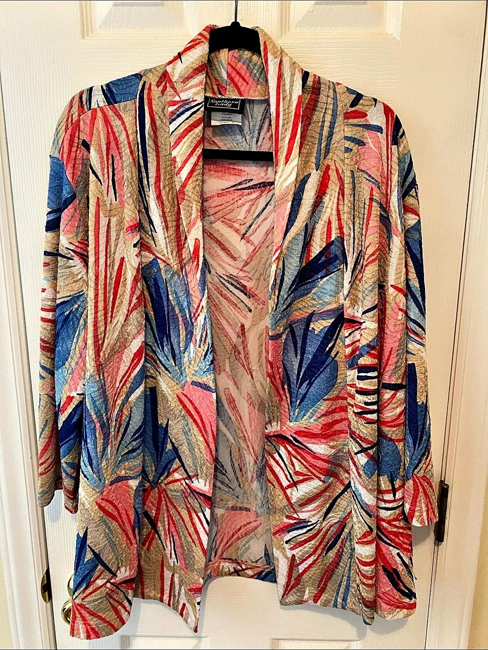 Southern Lady Abstract Open Front Blazer Multicolor Size XL Like New
